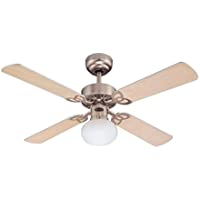 Westinghouse Ceiling Fans Vegas Ventilador de Techo E27- Acabado en aluminio cepillado con aspas reversibles en arce…